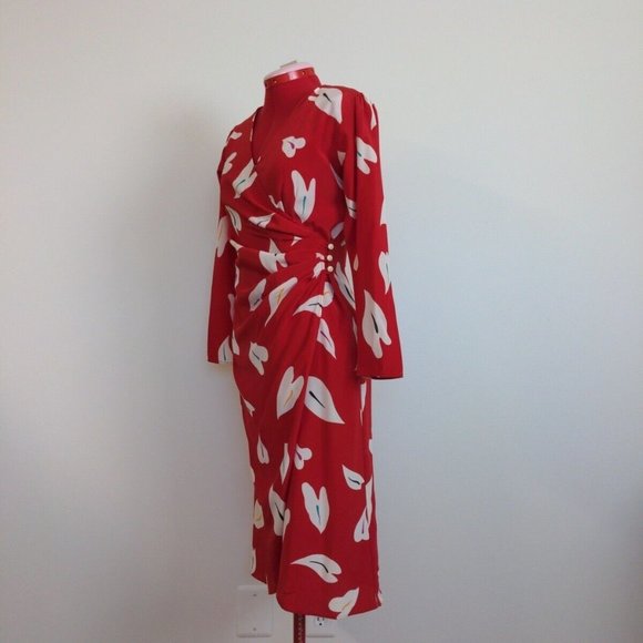 Wrap Dress  ORLEON DE PARIS Vintage Women Shoulder Padded Multicolor Size 7 - Picture 6 of 16